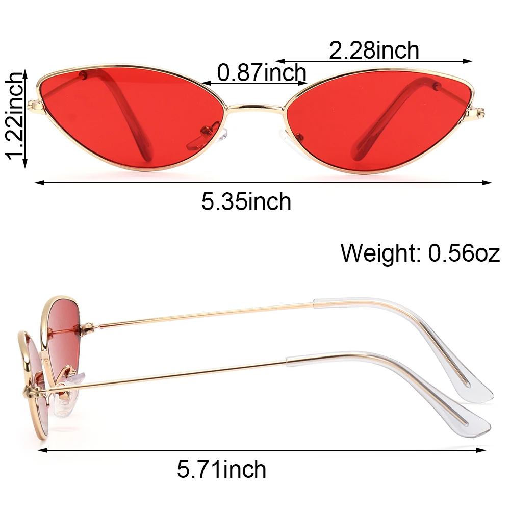 2021 Cute Sexy Cat Eye Sunglasses Luxury Metal Frame New Small Gold Red Vintage Fashion Cateye Sun Glasses Lady UV400 Eyewear