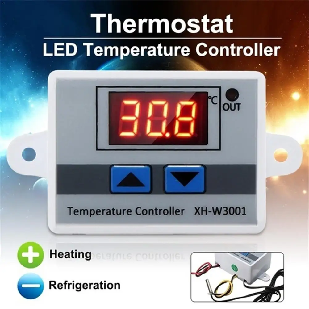 12V 24V 220VAC Digital LED Temperature Controller XH-W3001 For Incubator Cooling Heating Switch Thermostat NTC Sensor