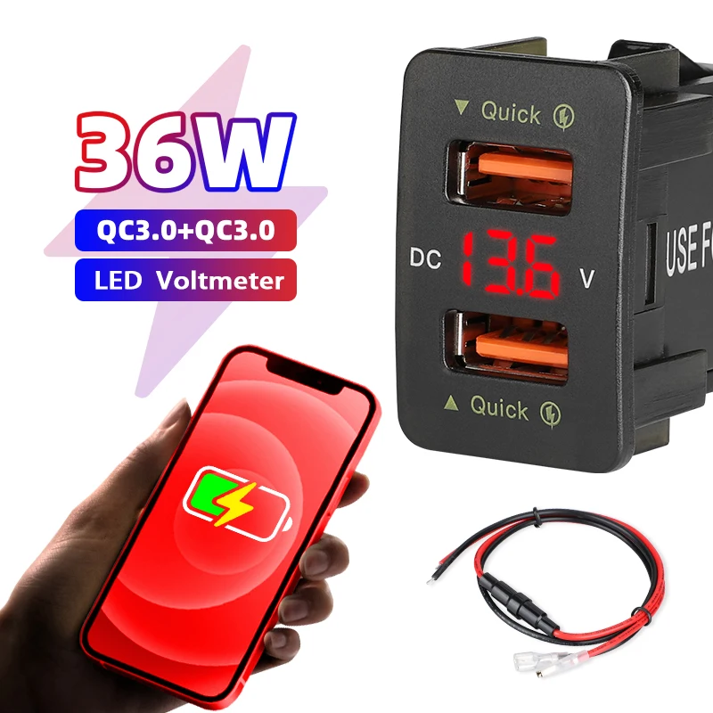 

car accesorios coche interior auto honda jazz fast car charger 12V-24V dual usb port 4.2A voltmeter mobile phone power adapter