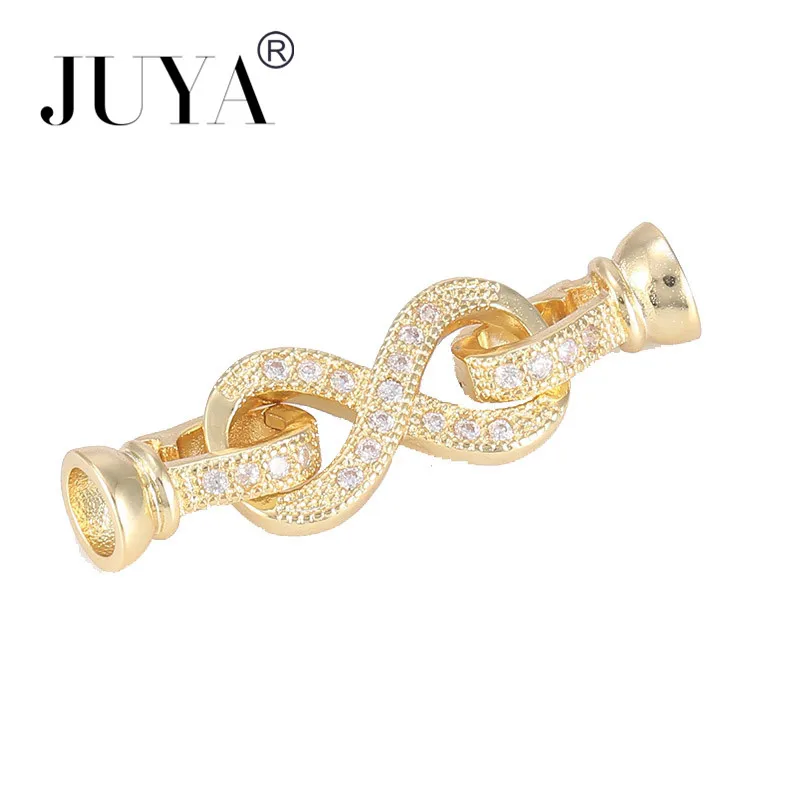JUYA Jewelry Findings Accessories Cubic Zirconia Fastener Clasps Supplies DIY Connectors For Bracelets Necklaces Jewelry Making