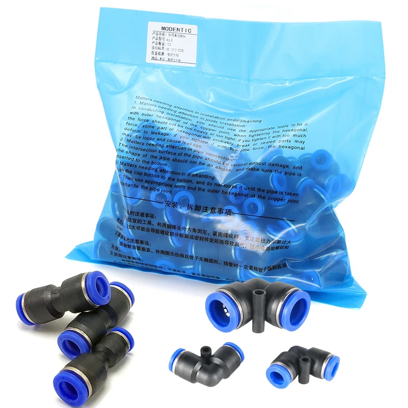 100/50PCS PU L type 90 Degree 2way Pipe Connector Pneumatic Fitting Plastic 4mm 6mm 8mm Staght Push In Quick Slip Lock Fittings