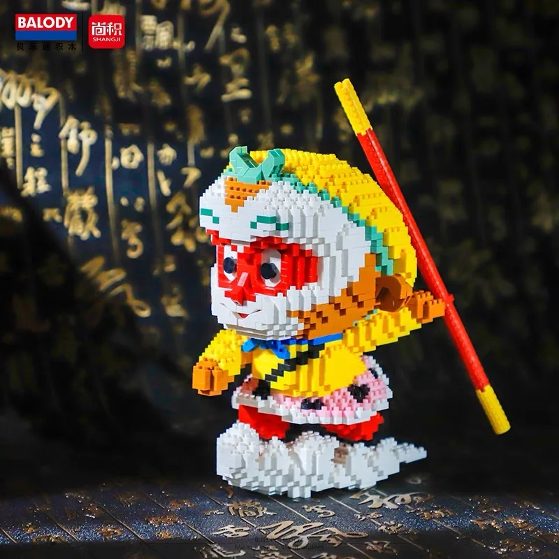 Cartoon Legend Journey to the West Golden Hoop Monkey King Micro Building Block Bricks Educational Toys For Kid Birthday Gift