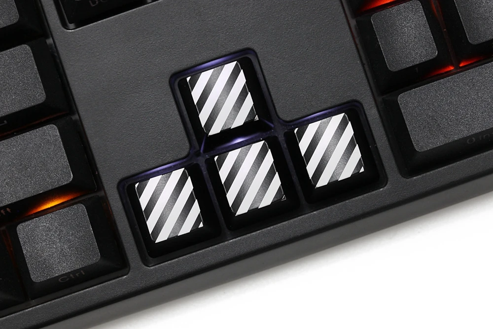 Novelty Shine Through Keycaps ABS Etched black red custom mechanical keyboards arrow key wasd r1 r 2 r3 r4 stripe cross grain