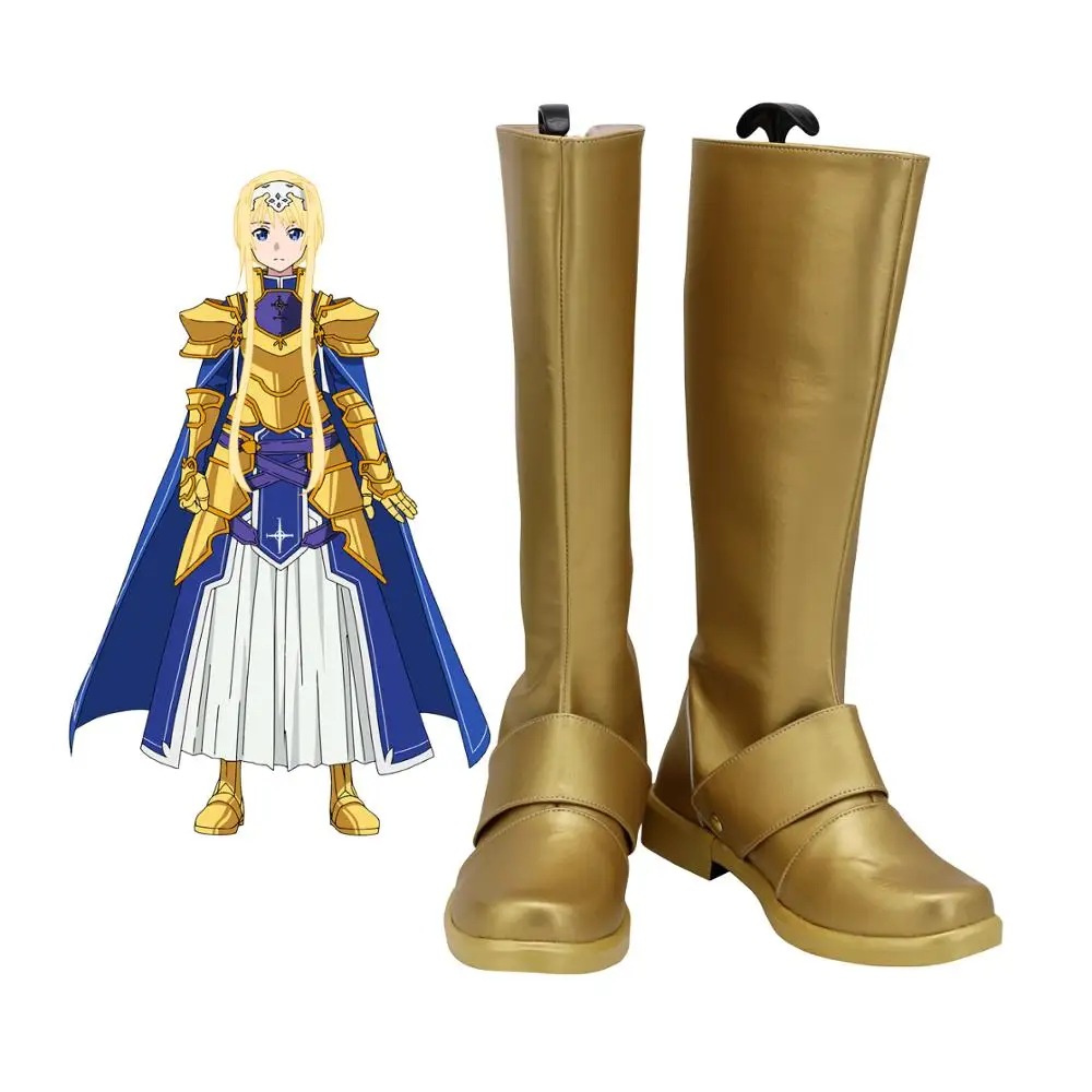 

SAO Alice Zuberg Golden Shoes Cosplay Sword Art Online Alicization Arc Alice Cosplay Boots Leather Shoes Custom Made