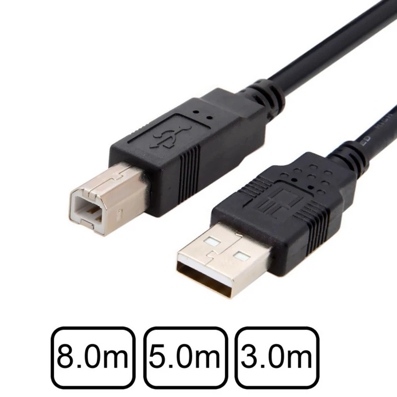 0.3m 8m Lengthening USB Standard Type B to USB 2.0 Male Extension Cable, With Shield, Used for Hard Disk, Scanner and Printer