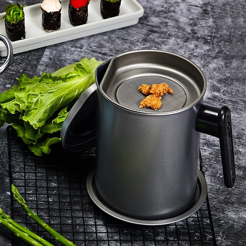 1.4/1,7 L Edelstahl Öl Filter Topf Können Große Kapazität Fett Separator Behälter Krug Fett Sieb Lagerung Tank küche Werkzeug