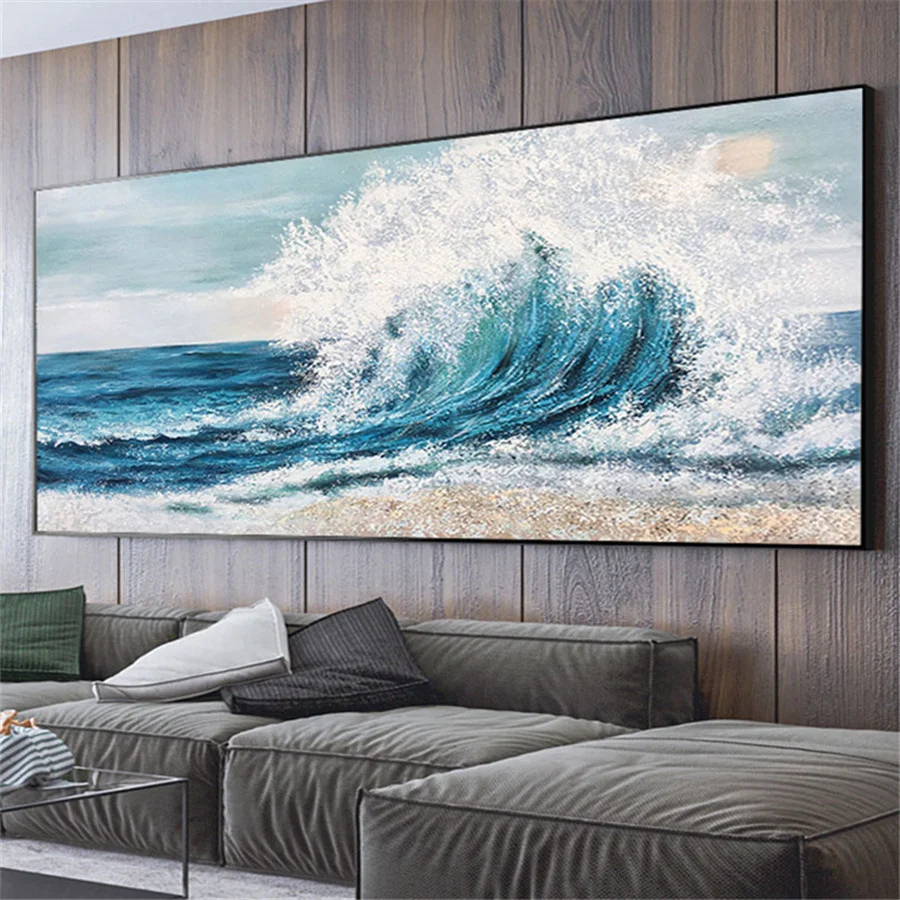 100% Hand-Painted Art Modern Home Decor Wall Picture Surfing Beach Waves Waves Oil Painting On The Living Room Nude Abstract