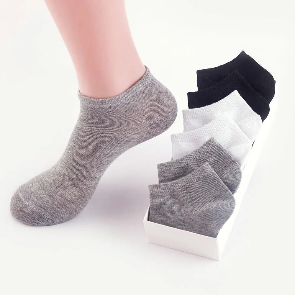 5 Pairs Women Socks Breathable Sports socks Solid Color Boat socks Comfortable Cotton Ankle Socks White Black