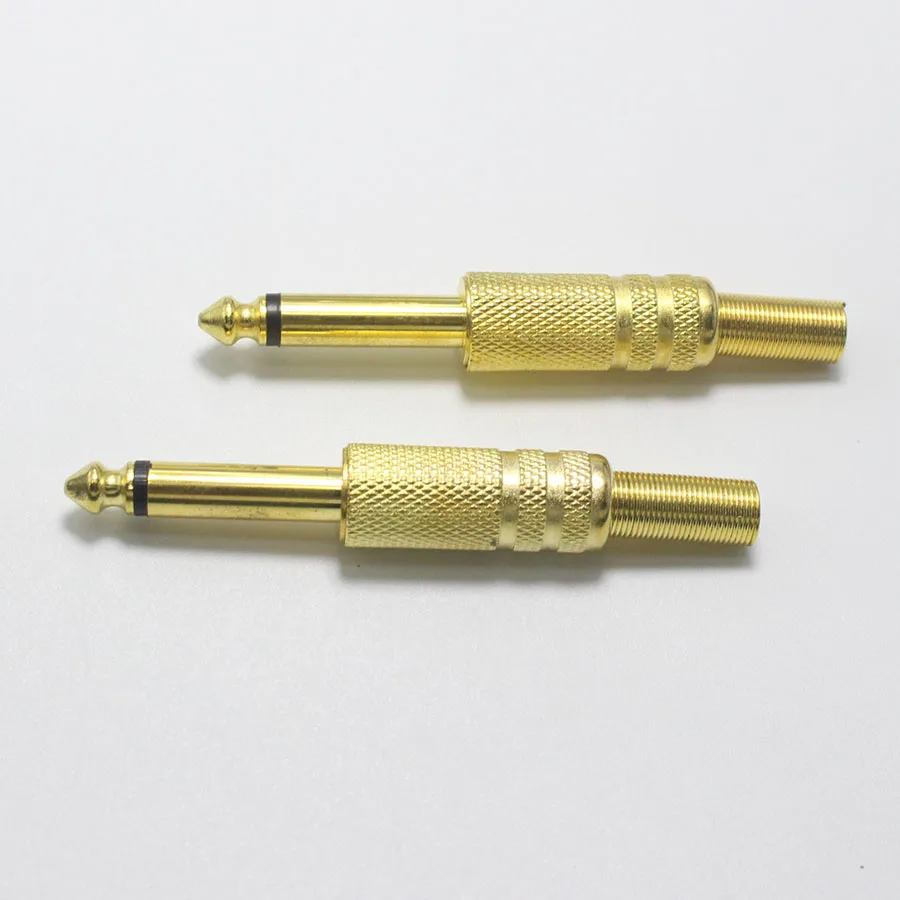 Conector de cable de Audio de metal de 6,3mm, 1 Conector de piezas, chapado en oro suave, 2 polos Mono / 3 polos, montaje de enchufe estéreo, 6,35