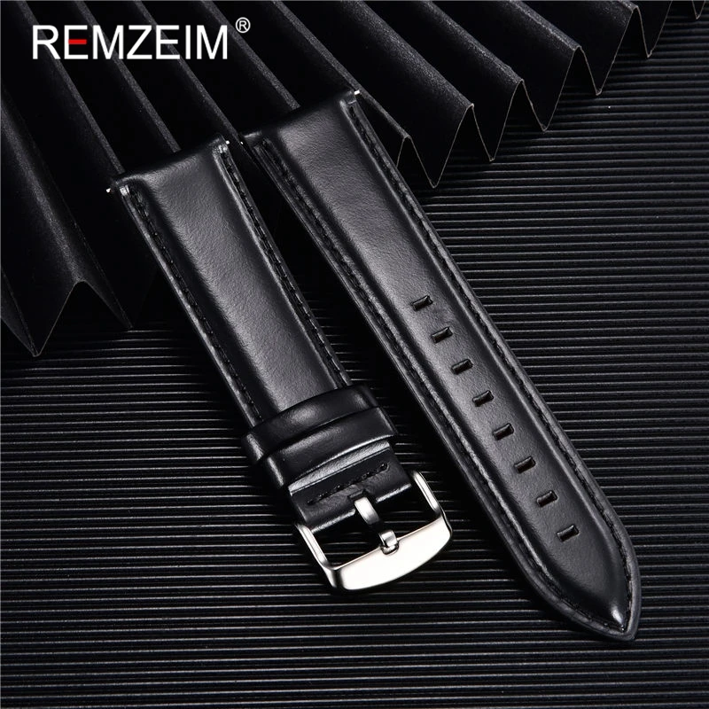 REMZEIM Retro Genuine Leather Watchband 18mm 20mm 22mm for Samsung Galaxy Watch 42mm 46mm Quick Release Bracelet Watchband Strap