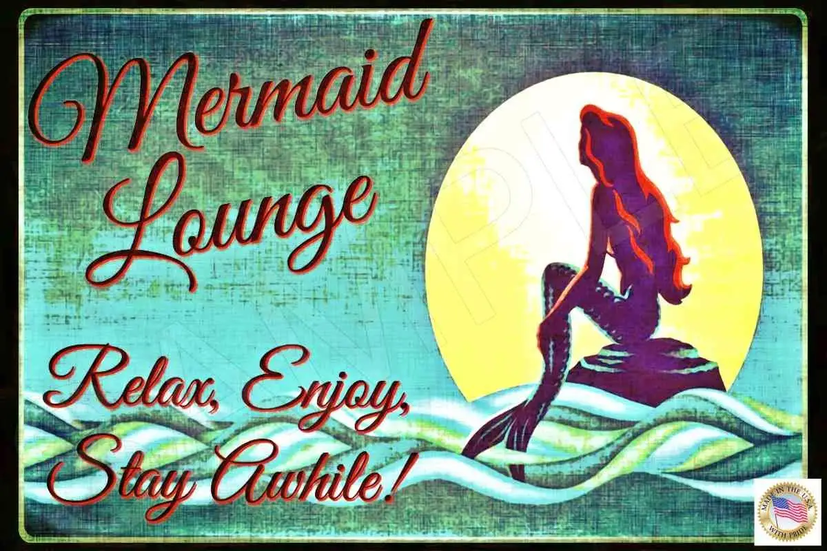 Mermaid Lounge! Made in USA! 8"X12" All Weather Metal Margaritaville Beach Decor