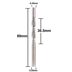 Mèche à tige affleurante en carbure monobloc, gabarit en spirale, mèche de routeur, longueur de coupe plus longue, 4 roulements, outils de travail du bois CNC, 6.35mm