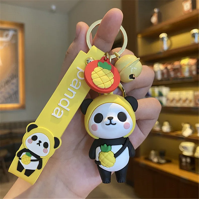 Silicone Panda Keychain car keyrings cute creative jewelry pendant bag ornament small gift