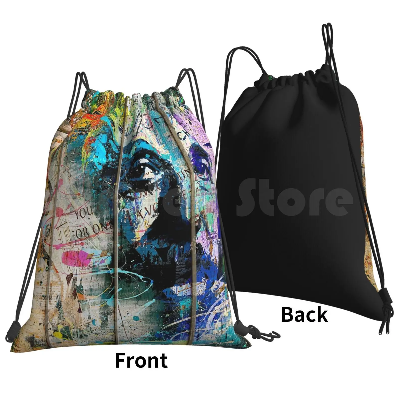 Artistic I-Albert Backpack Drawstring Bags Gym Bag Waterproof Mad Scientist Crazy Color Cool Colorful Modern Abstract