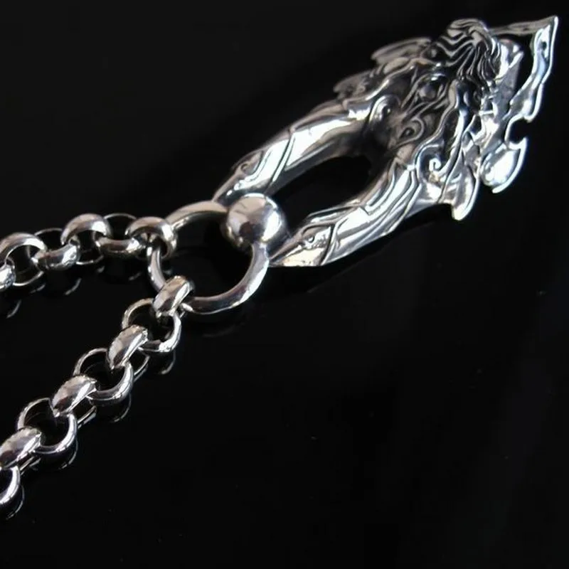 BOCAI Trendy S925 Pure Silver Gothpunk Style Rock and Hip Hop Personality Syncronisation Werewolf Pendant Fashiom Man Necklace