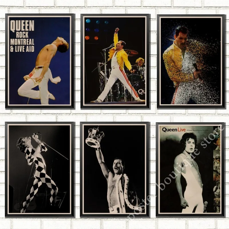 Queen Band Music Kraft Paper Poster Freddie Mercury Vintage High Quality Drawing core Decorative Painting Wall Sticker