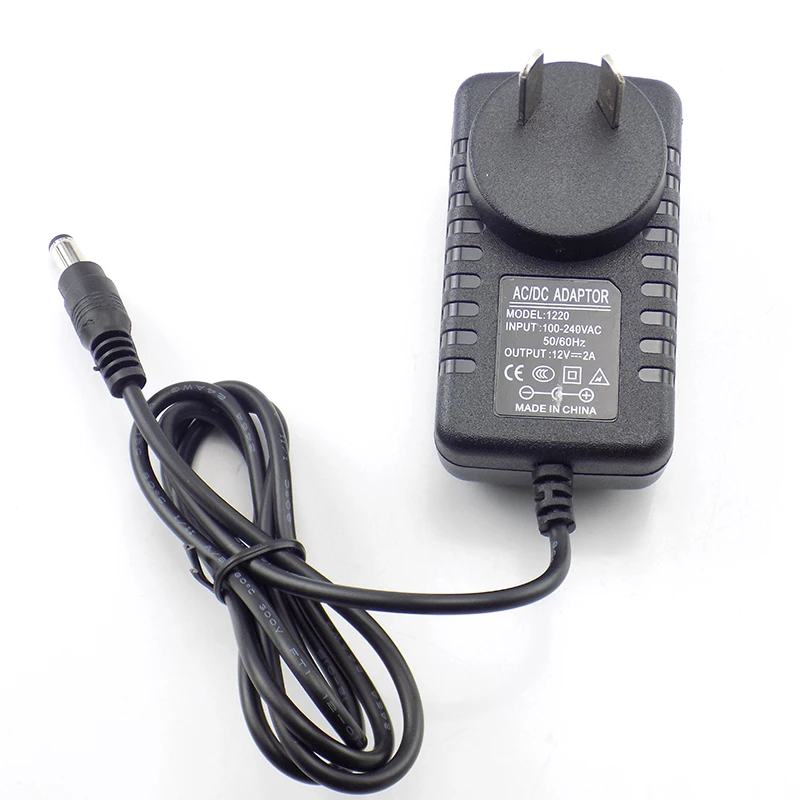 5.5mmX2.5mm DC Plug AC to DC Power Supply Adapter 12V 2A 100-240V Charger Adapter for CCTV LED Strip Lamp US EU AU UK Plug