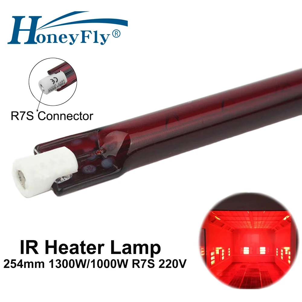 Honeyfly-J254 Lâmpada De Halogênio Infravermelho, Elemento De Aquecimento, Pintura De Secagem, Quartzo, R7S, 1000W, 1300W, 220V, 254mm, IR, Impressão, 5Pcs