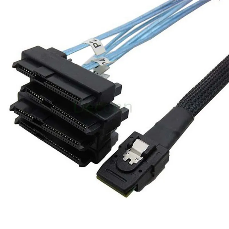 100cm Internal 36 Pin Mini SAS SFF-8087 Host to 4 SFF-8482 Target SAS Hard Disk and SATA Power Cable