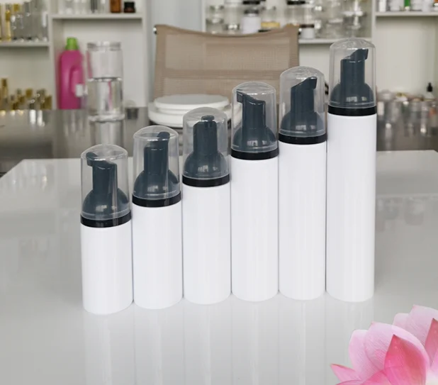 

30ps 30ml 50ml 60ml 80ml Plastic White Foamer Pump Bottle Black Pump Cosmetic Bottle lashes Cleanser Soap Dispenser Foam bottle