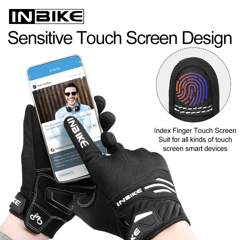 INBIKE Bicycle Gloves for Cycling Men\'s Touch Screen Shockproof MTB Bike Gloves Thickened Palm Pad Full finger Bike Accessories