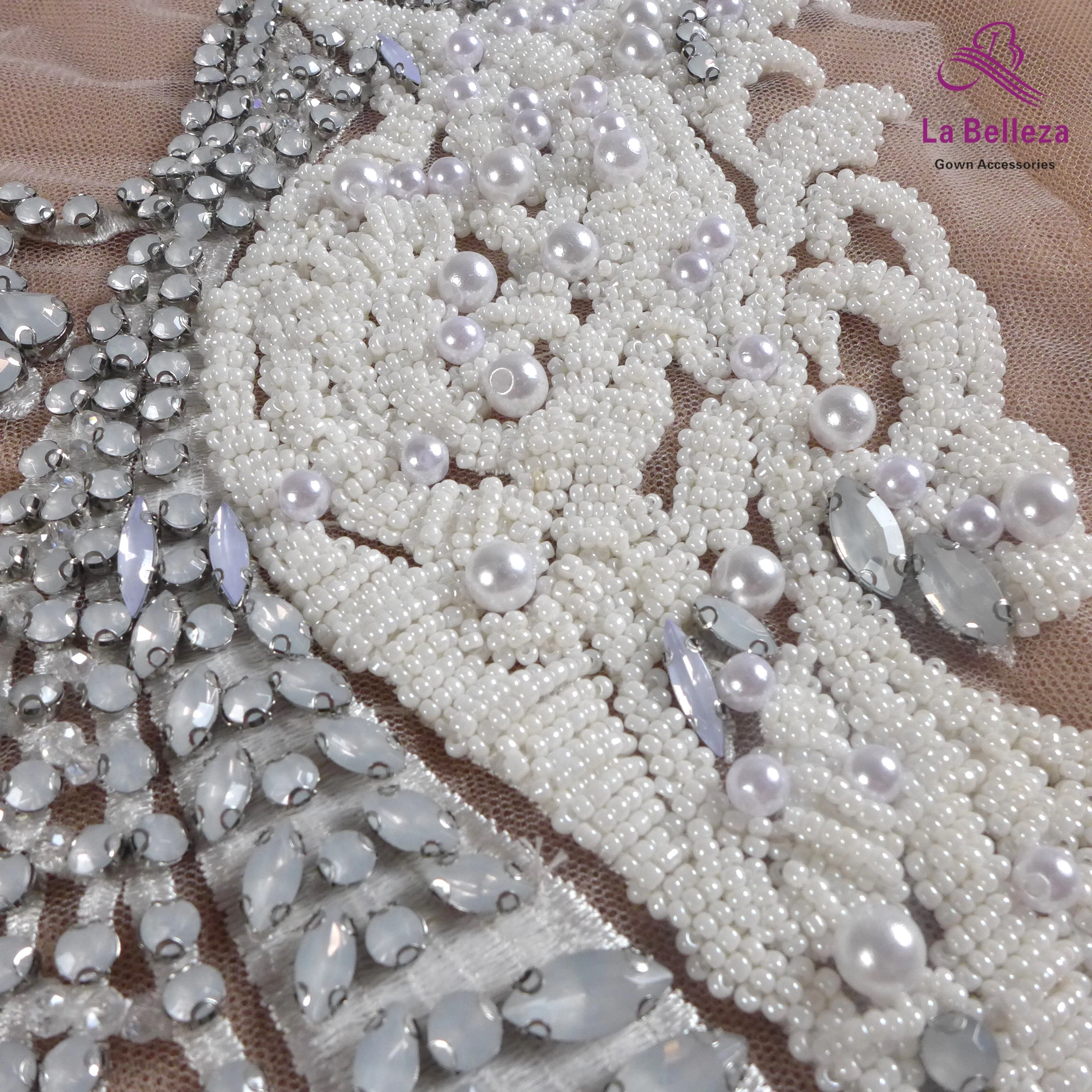 1 piece New fashion silver/white handmade  beads large  patch for decoration dress/fashion design