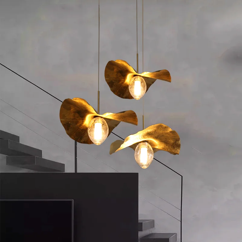 Nordic Modern Chandelier Pendant Light Kitchen Lotus Ceiling Lamp Living Room Lightning Cuisine Copper Home Bedroom Decorativos