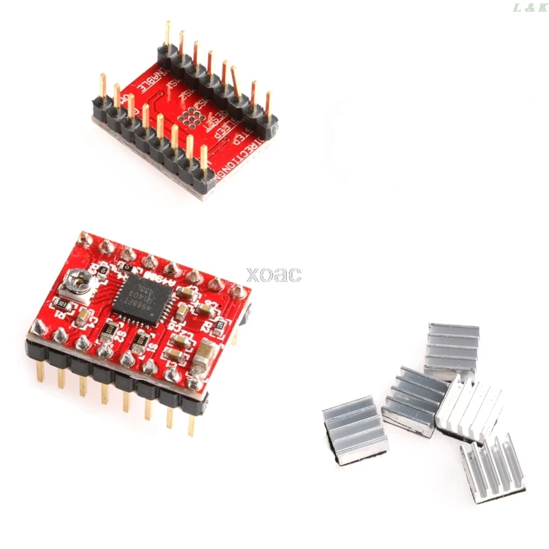 5Pcs A4988 StepStick Stepper Driver+Heatsink for Reprap Pololu 3D Printer Red   M08 dropship