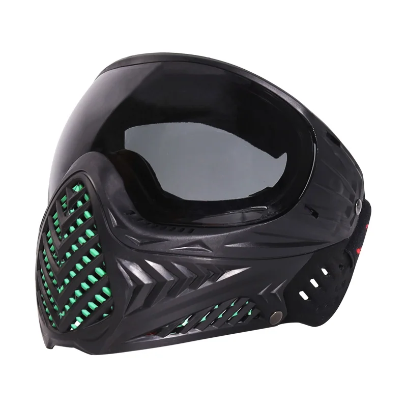 Spunky II Black Paintball Archery Mask Made of Soft PE and Hard Nylon with Thermal Anti-Fog Goggle