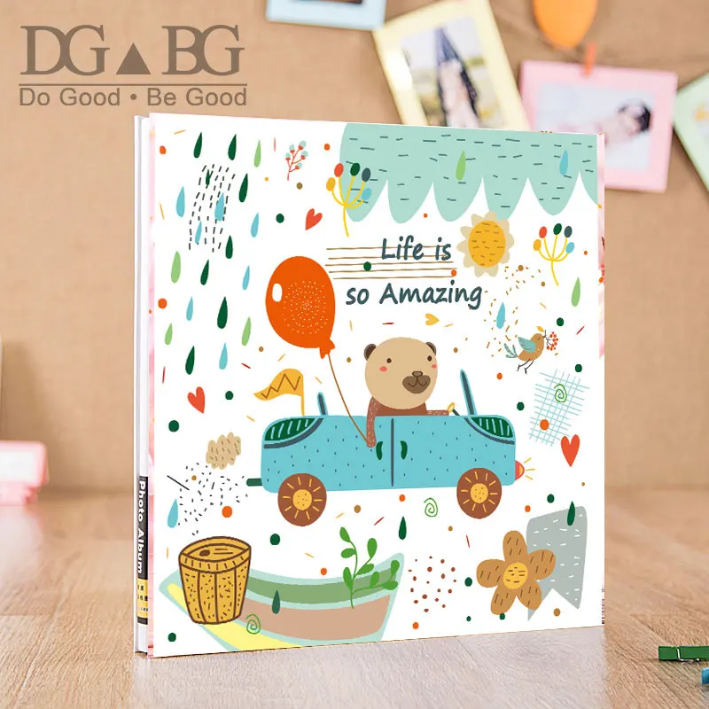 Self-Adhesive Photo  Album Dust-Free air-Free Glue Free and Waterproof Hand Made DIY Albums Life is Amanzing Bear drving the car