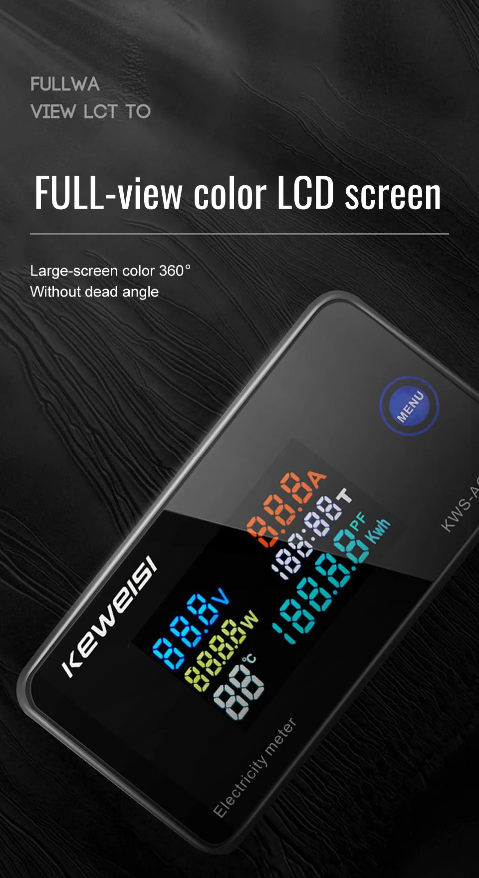 AC 50-300V Voltmeter Ammeter KWS Power Energy Meter LED Digital AC Wattmeter Electric Meter with Reset Function 0-100A