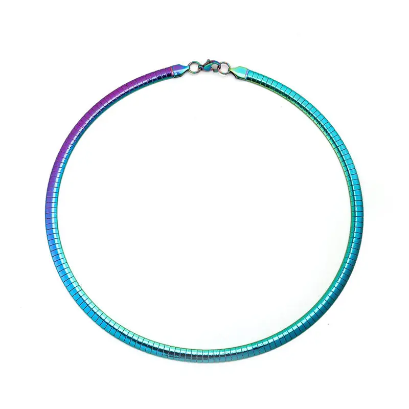 New 304 Stainless Steel Collar Neck Necklace Multicolor Round Plating Neckalces Jewelry Women Men 45cm(17 6/8