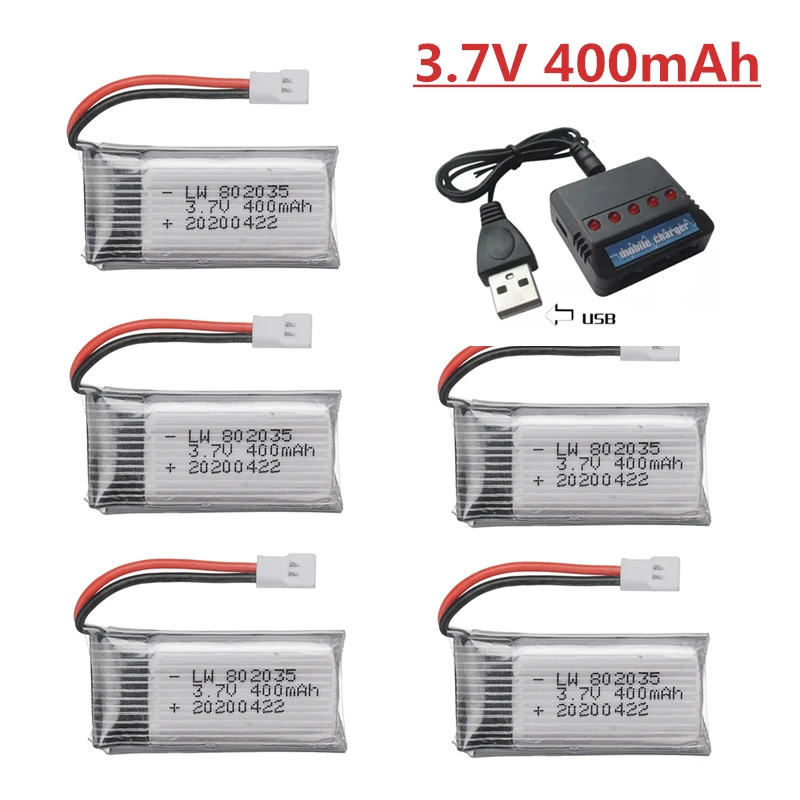 3.7V 400mAh 35C Lipo Battery and Battery charger for X4 H107 H31 KY101 E33C E33 U816A V252 H6C RC Quadcopter Drone Spare Part