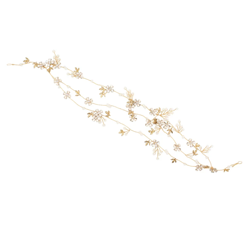 O351 Zarten goldenen blätter und künstliche blumen hochzeit perlen stirnband haarband braut hochzeit kopfschmuck