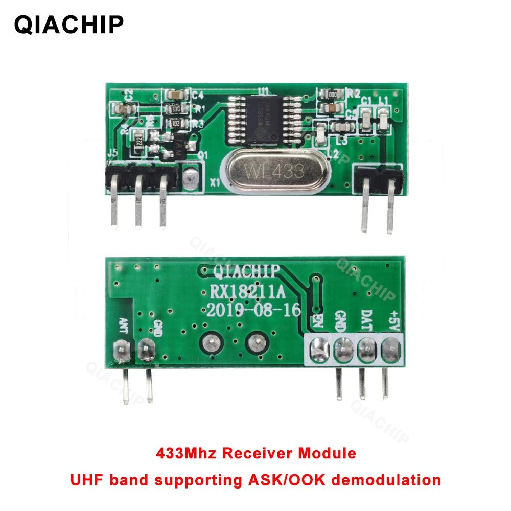 QIACHIP 433mhz Universal RF Receiver Module Superheterodyne UHF ASK/OOK Demodulation 433.92Mhz Remote Switch Wireless Diy Kit