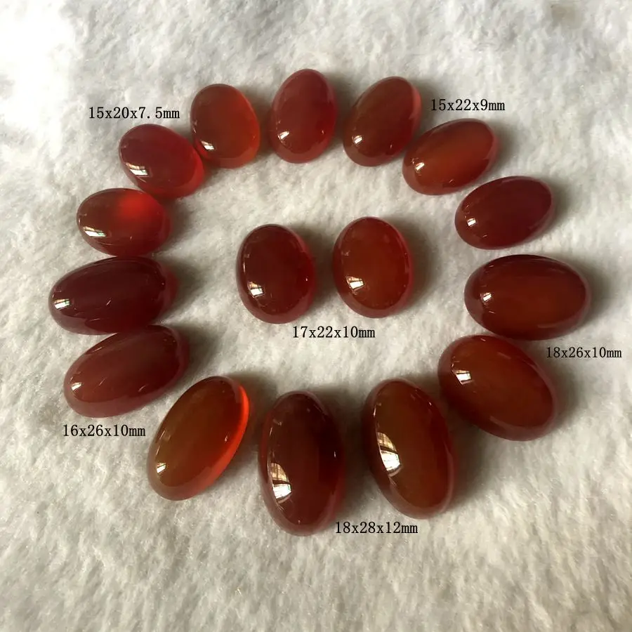 wholesale 5ps/lot Natural Red Carnelian Agate Bead Cabochon 15x22mm 17x22mm 18x26mm Oval Gemstone Cabochon Ring Face