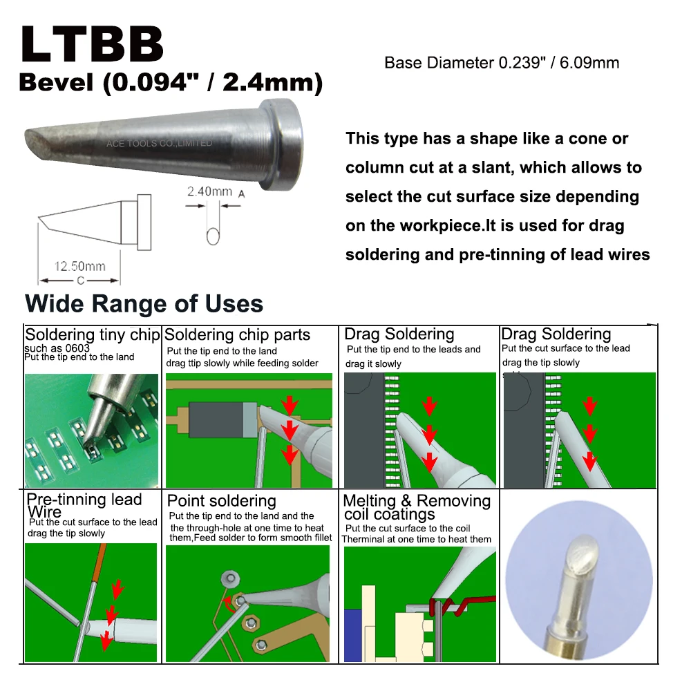 Puntas de soldadura de repuesto planas individuales LTBB para WELLER WP80 WSP80 WSFP8 WD1000 WD2000 WSD81 WS81 WSF81D8 WS81D5, mango de hierro