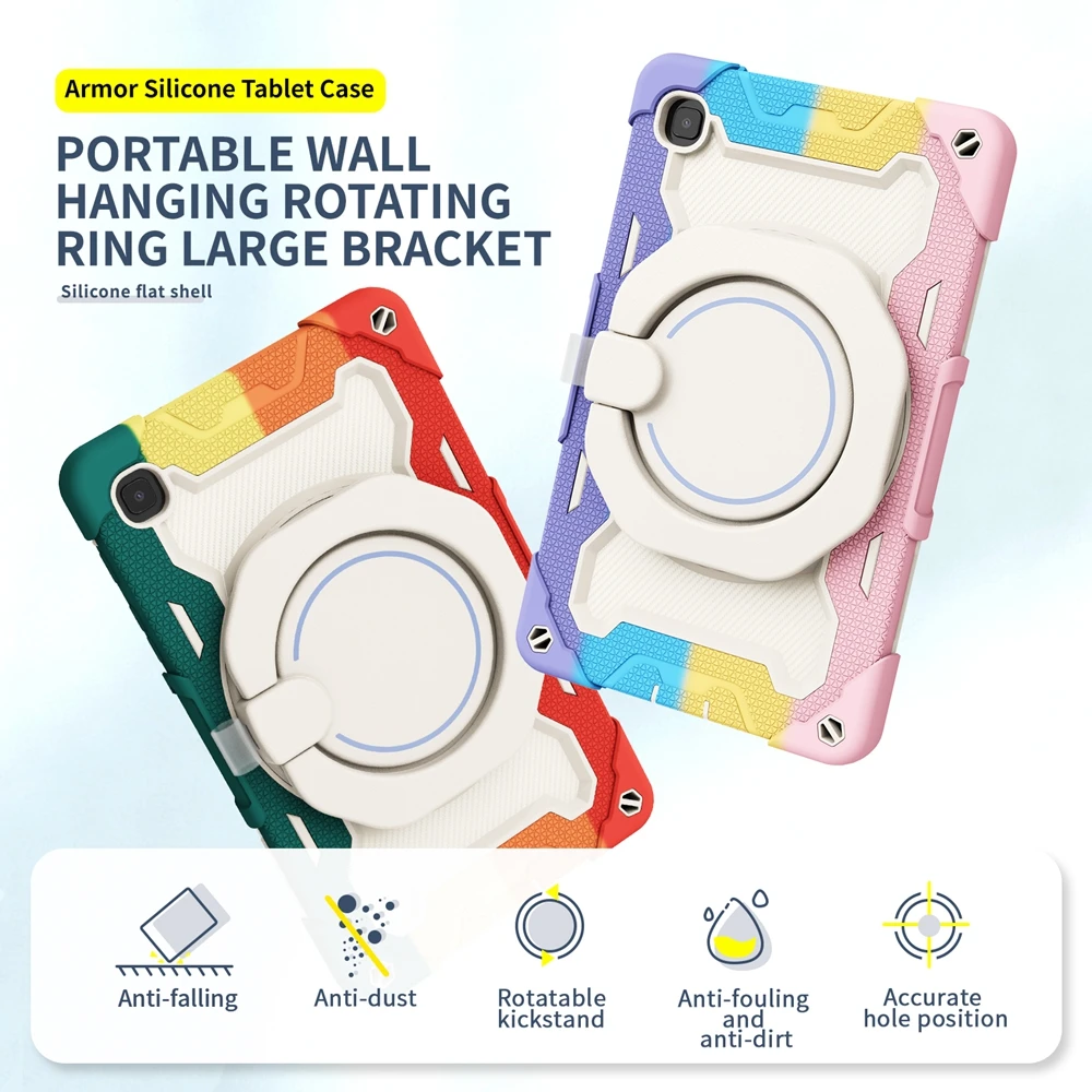 

For Samsung Galaxy Tab A7 Lite 8.7 inch 2021 SM-T220 SM-T225 Case Kids Safe PC Silicon Shockproof Pull Ring Stand Tablet Cover