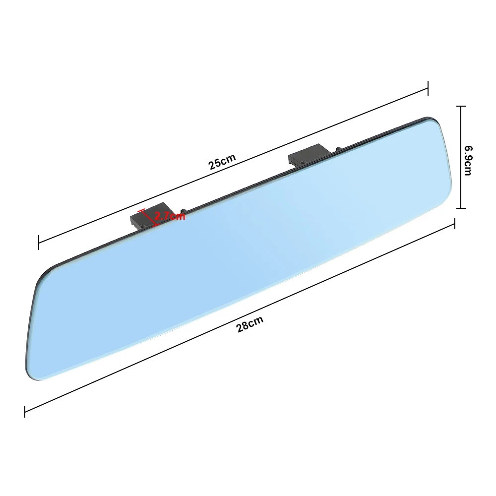 3000R Micro Curvature Lens Car Interior Rear View Mirror Anti-glare Wide-angle Blue Frameless Mirror 2.5D Full Creen HD Glass