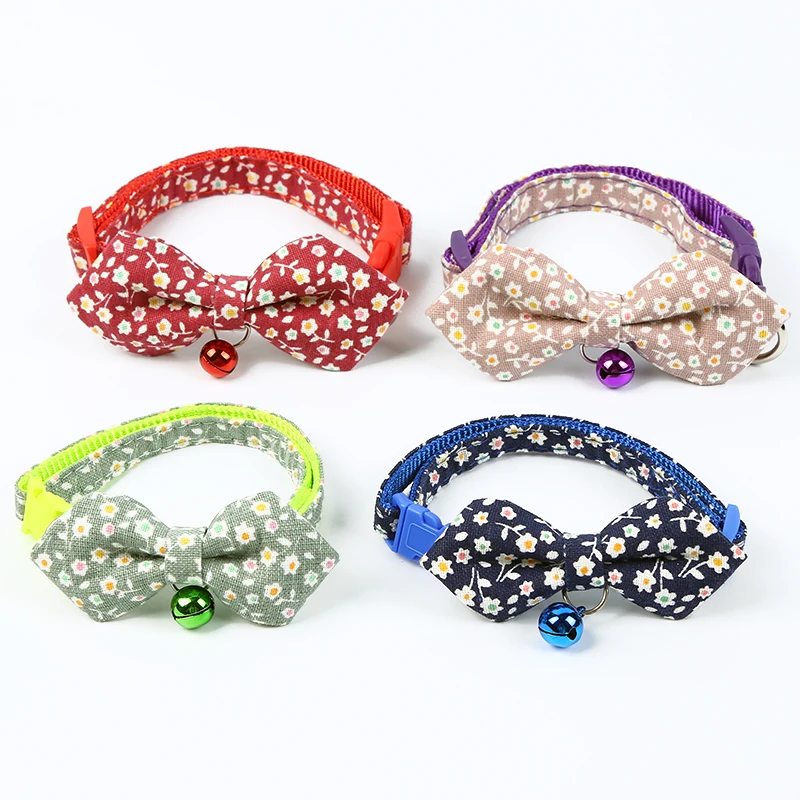 144 pcs/lot Flower Style Dog Collar Puppy Kitten Bowtie Collars  For Small Medium Dogs Cats Collar