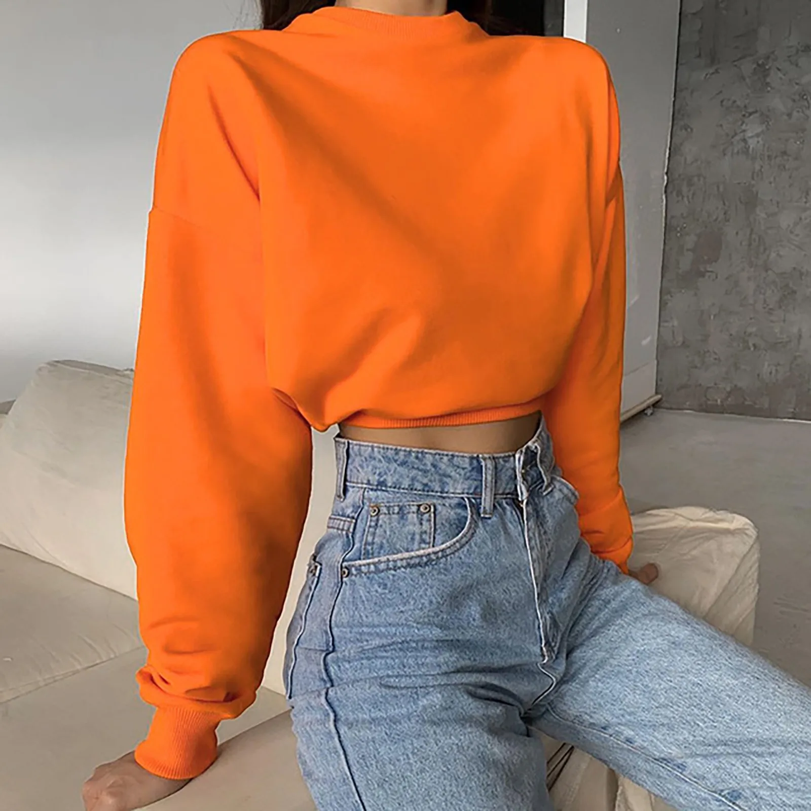 Women\'s Sweatshirt New Sexy Crop Tops Personality Short Long-sleeved Sweater Waist Slim Casual Pullovers For Women Dropshipping