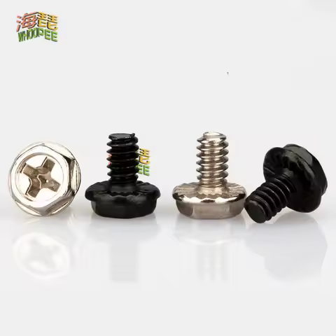 25pcs 6#-32x6/8mm PC Case Power Supply PSU Hard Drive Motherboard Phillips Hex Flange Washer Head Mounting Screw DIY Computer B