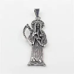 Silver color Men's Stainless Steel Grim Reaper Skull Death Pendant