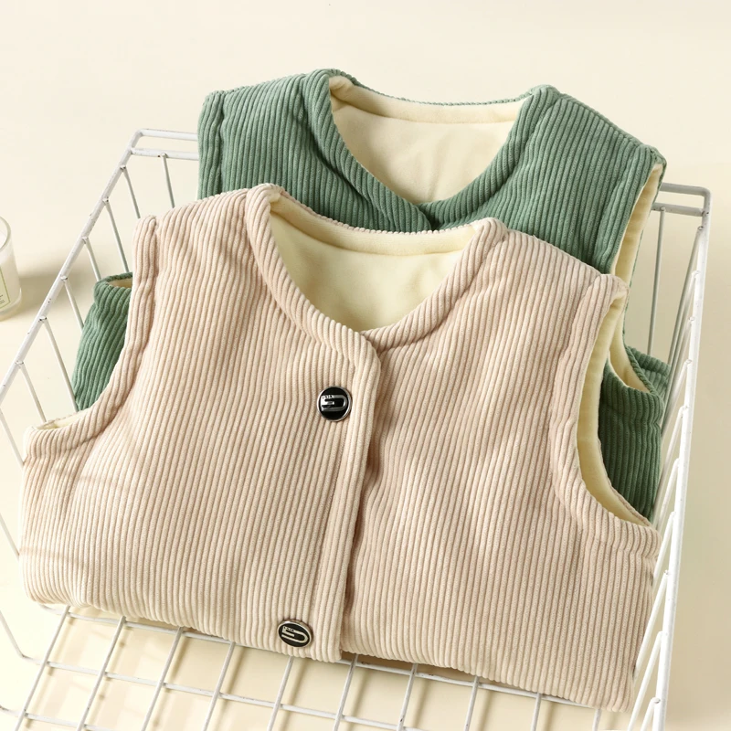 Children Vest Autumn Girls Warm Vest Winter Boys Thicken Waistcoat Kids Outerwear Vest Children Teens Cotton Jackets Vest