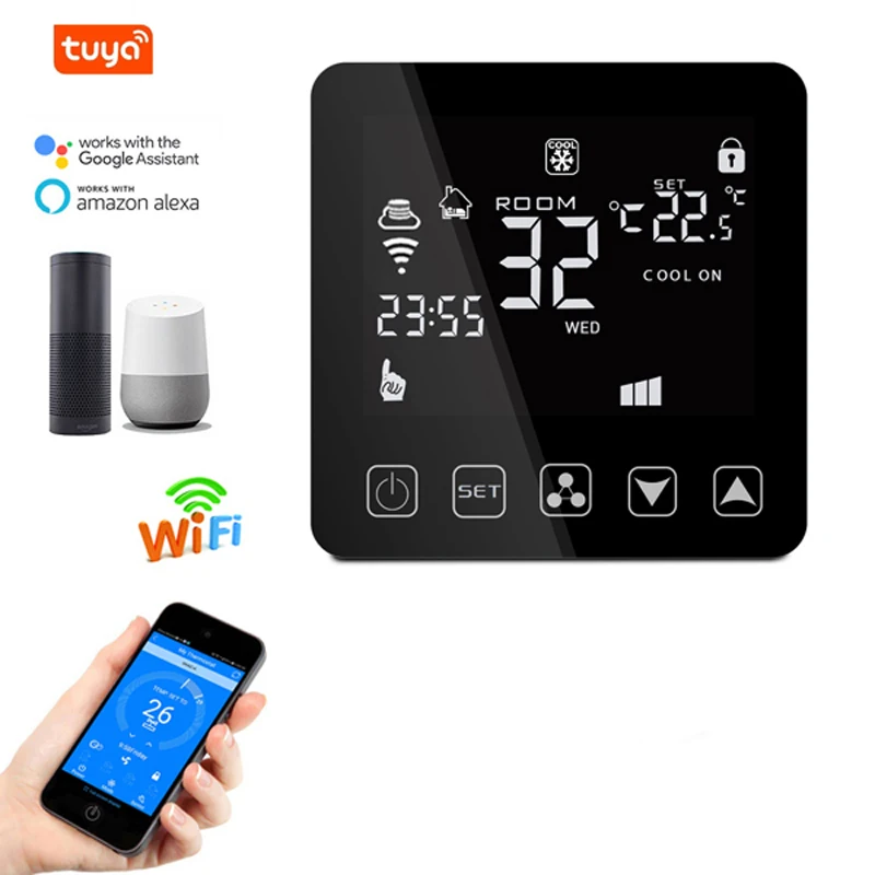 WiFi Smart Thermostat for Central Air Conditioner Fan Coil Units FCU Room Temperature Controller Cooling Heating Ventilation