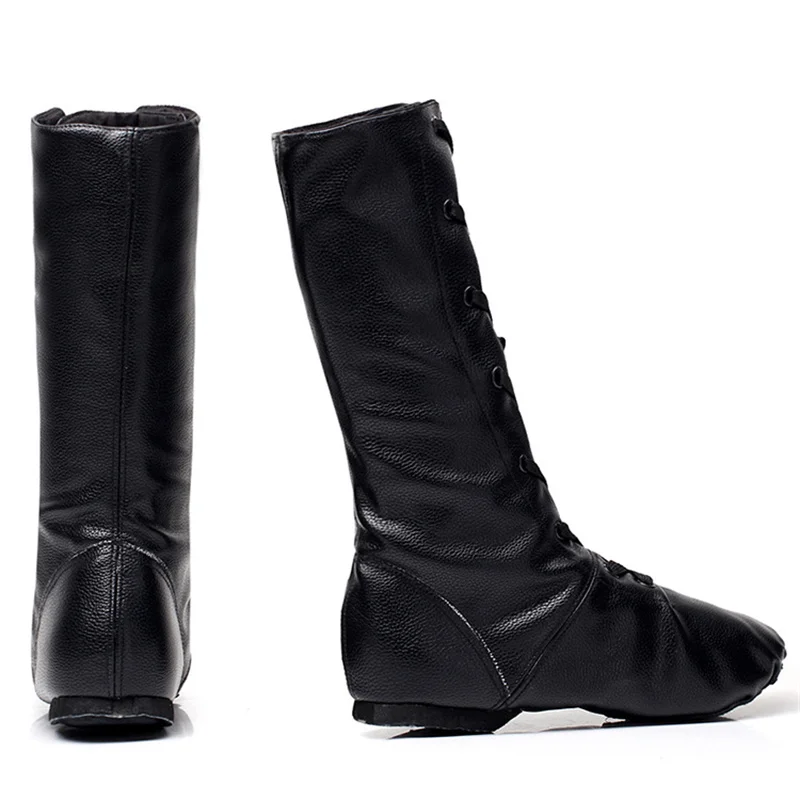 Hot Sale High Quality Fast Delivery Boys Girls Women Men Full Size Black Gold Silver PU Leather High Jazz Boots