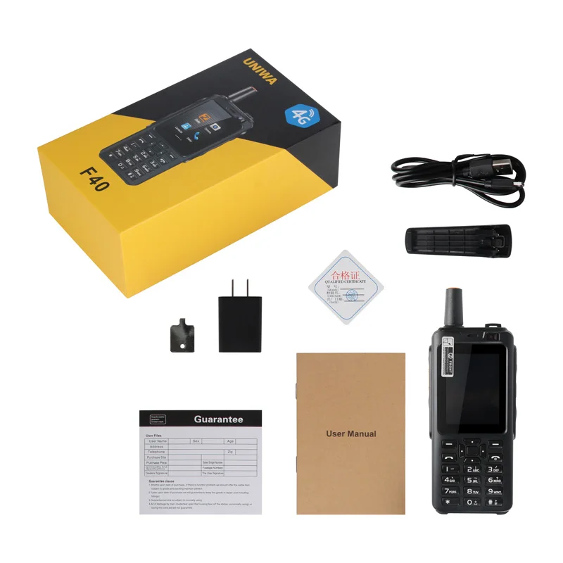 UNIWA-impermeável Quad Core Android Smartphone 4G Walkie Talkie, telefone móvel, tela robusta, F40 Zello, 4000mAh, 2.4 "Touch Screen