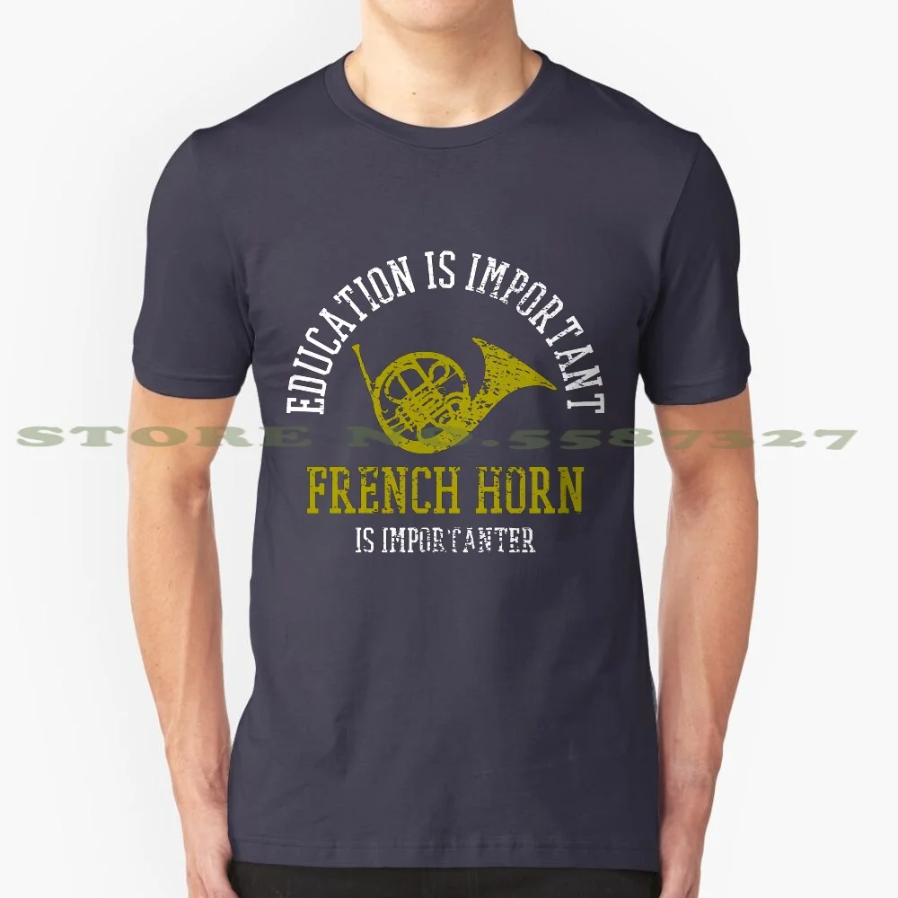 French Horn Instrument 100% Pure Cotton T-Shirt French Horn Musician Marching Band Teachers Play Musical Instrument