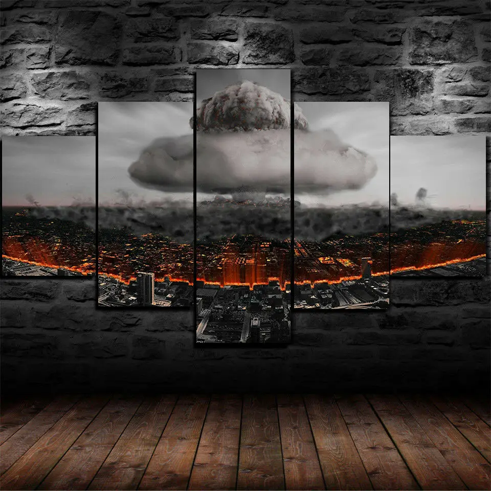 5 Pcs Nuclear Destroy Civilization Posters HD Canvas Wall Art Pictures Decoration Living Room Accessories Home Decor Paintings