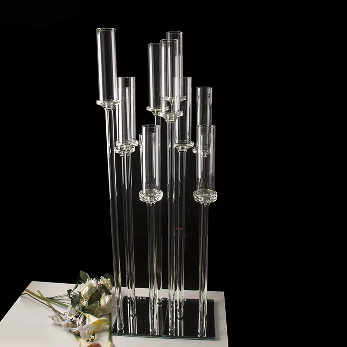 

tall 10 arms wedding table centerpiece clear acrylic candle holder crystal candelabra AB0055